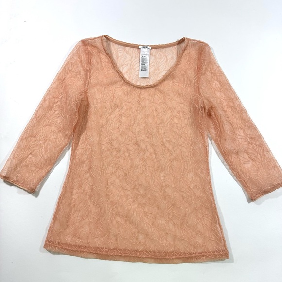 Wolford Leafage Scoop Neck Blouse Sheer Seduction Dusty Coral - Picture 1 of 5